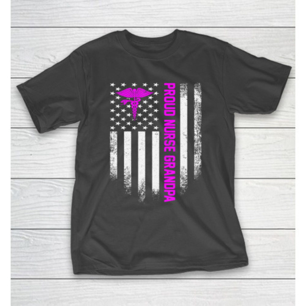 Grandfather Gift Shirt Usa American Flag Proud Nurse Grandpa Distressed T Shirt